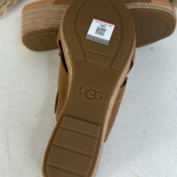 UGG Taia Wedge Slide Sandals - Suede (For Women) Chestnut Sz 8 - Picture 9 of 13